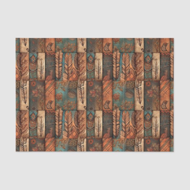 Cool Boho Western tiled pattern decoupage  Tissue Paper (Front)