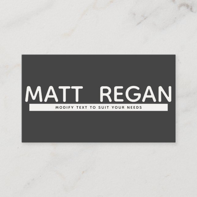 Cool Bold Black White Modern Retro Business Card (Front)