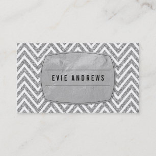 COOL bold chevron pattern silver foil glitter grey Business Card