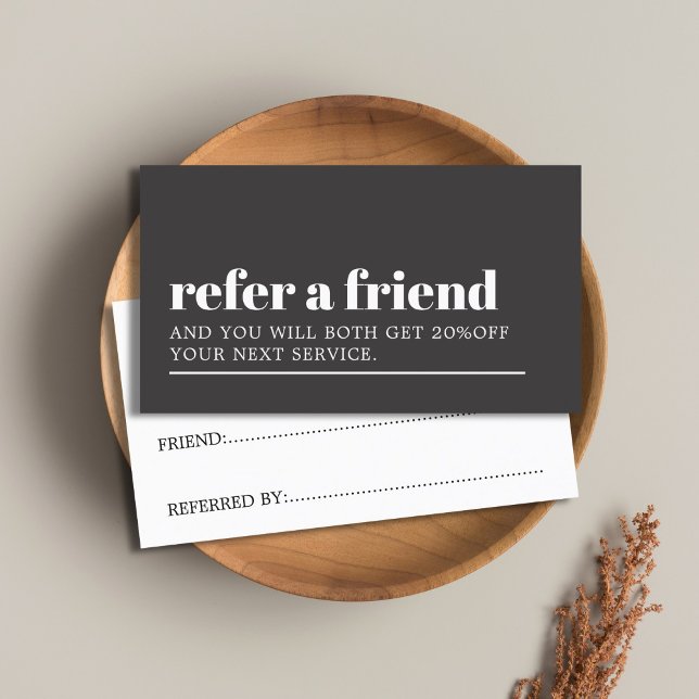 Cool Bold Dark Grey White Beauty Salon Referral Card (Creator Uploaded)