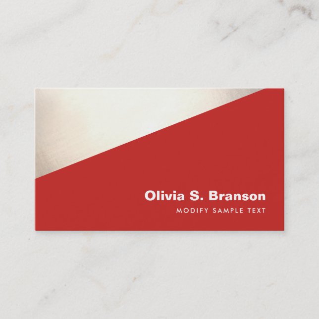 Cool Bold Geometric Gold Red Business Card (Front)
