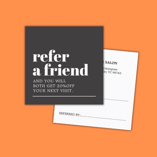 Cool Bold Grey White Beauty Salon Referral Card (Creator Uploaded)