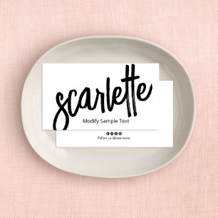 Cool Bold Handwritten Brush Script White Business Card