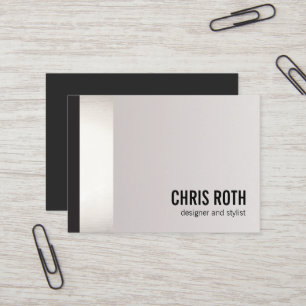 Cool Bold Modern Black and Silver Stripe Grey Business Card