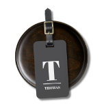 Cool Bold Monogram Dark Grey White  Luggage Tag<br><div class="desc">Elegant fully customisable luggage tag design with dark grey background,  white bold monogram.</div>