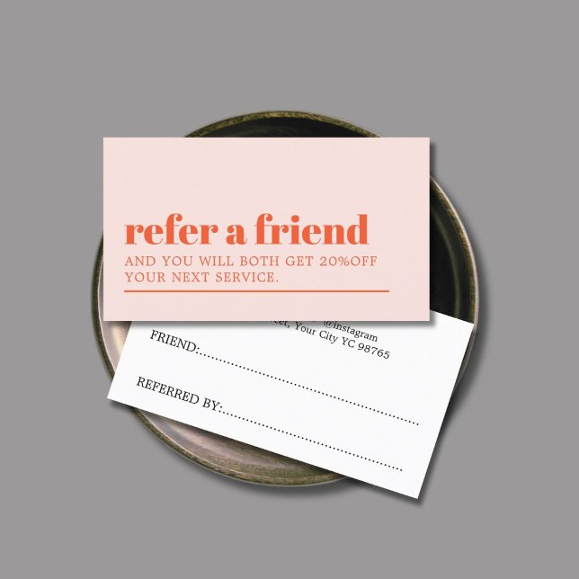 Cool Bold Pastel White Beauty Salon Referral Card (Creator Uploaded)
