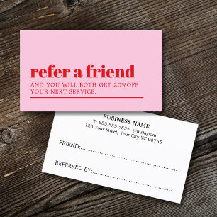 Cool Bold Pink Red Beauty Salon Referral Card