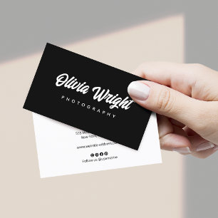 Cool Bold Signature Script,  Black Professional  Business Card