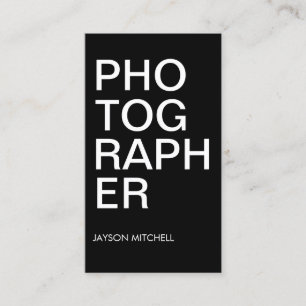 Cool Bold Type Black and White Photographer Business Card