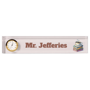 Cool books coffee Teacher's Nameplate