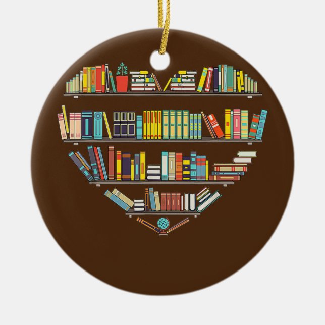 Cool Books Reading Men Women Book Lover Literacy Ceramic Tree Decoration (Front)