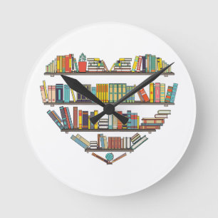 Cool Books Reading Men Women Book Lover Literacy L Round Clock