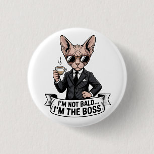 Cool Boss Sphynx Cat Coffee Art 3 Cm Round Badge