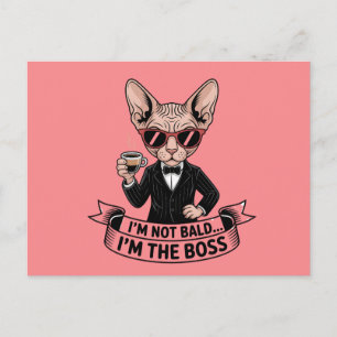 Cool Boss Sphynx Cat Coffee Art Holiday Postcard