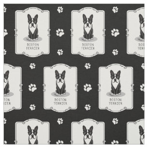 Cool Boston Terrier Dog (black) with Sunglasses Fabric