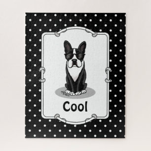 Cool Boston Terrier with Sunglasses (black) Jigsaw Puzzle