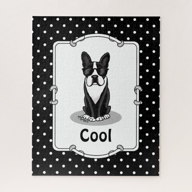 Cool Boston Terrier with Sunglasses (black) Jigsaw Puzzle (Vertical)