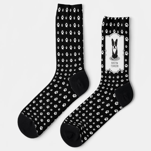 Cool Boston Terrier with Sunglasses (black) Socks (Left)