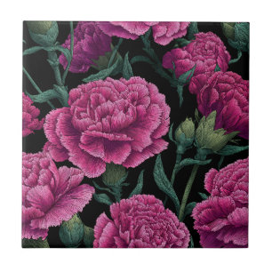 Cool Botanical Carnation Tiles For Cooking Space