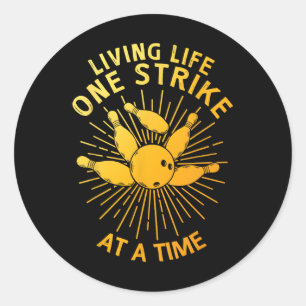 Cool Bowling Art For Men Women Kids Strike Team Ga Classic Round Sticker