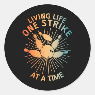 Cool Bowling Art For Men Women Kids Strike Team Ga Classic Round Sticker