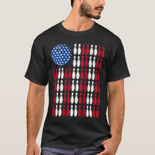 Cool Bowling Bowler Men Women Team American Flag ( T-Shirt