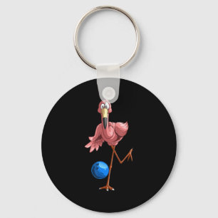 Cool Bowling Flamingo  Fun Shorebirds Lover Player Key Ring