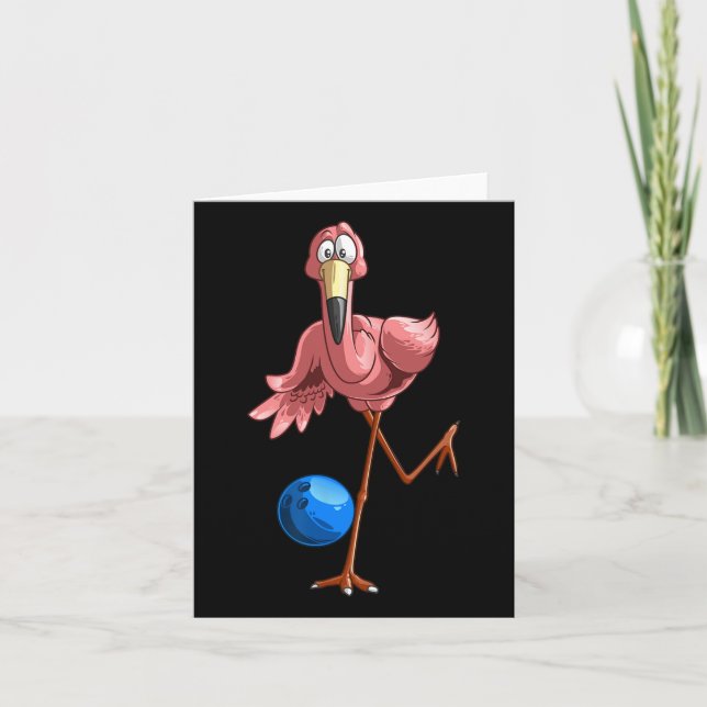 Cool Bowling Flamingo Funny Shorebirds Lover Playe Card (Front)