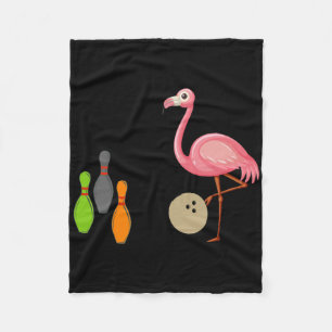 Cool Bowling Flamingo Funny Shorebirds Lover Playe Fleece Blanket