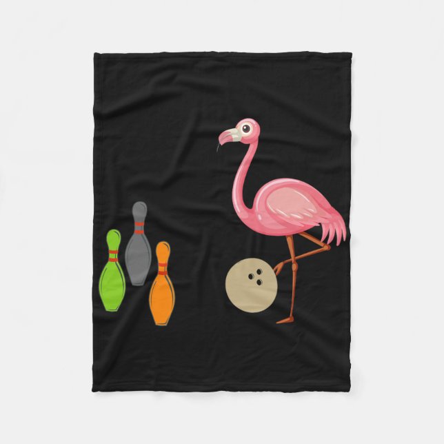 Cool Bowling Flamingo Funny Shorebirds Lover Playe Fleece Blanket (Front)