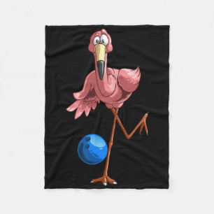 Cool Bowling Flamingo Funny Shorebirds Lover Playe Fleece Blanket