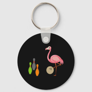 Cool Bowling Flamingo Funny Shorebirds Lover Playe Key Ring