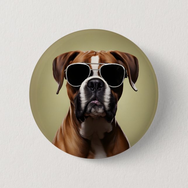 Cool Boxer Dog 6 Cm Round Badge (Front)
