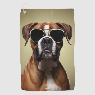 Cool Boxer Dog Golf Towel