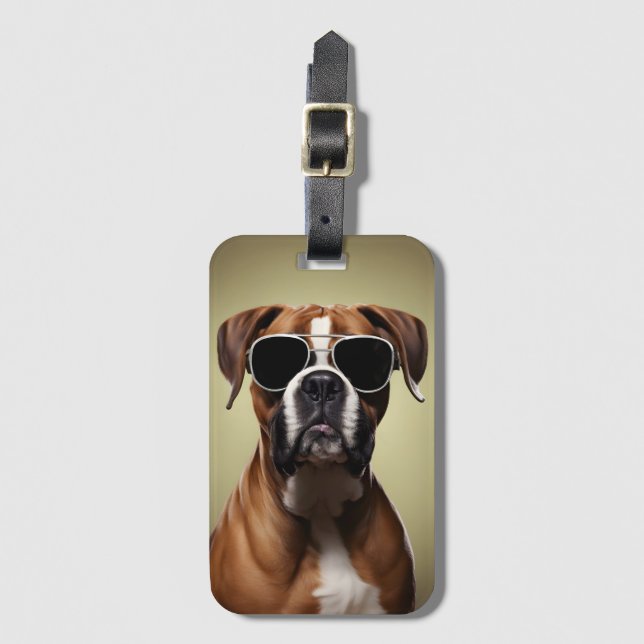 Cool Boxer Dog Luggage Tag (Front Vertical)