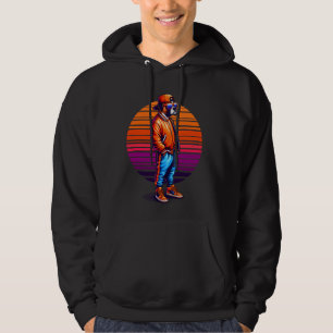 Cool Boxer Dog Modern Urban Style Sunset Retro Gra Hoodie
