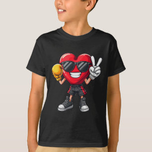 Cool Boxer Heart Boxing Men Boys Kids Peace Sungle T-Shirt