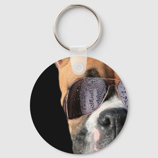 Cool Boxer in sunglasses keychain (Front)