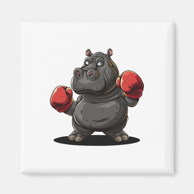Cool Boxing Athlete Costume For Hippo And Animals  Magnet (Front)