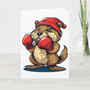 Cool Boxing Beaver With Gloves For A Knockout Appe Card