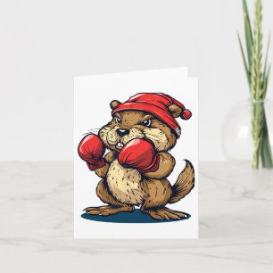 Cool Boxing Beaver With Gloves For A Knockout Appe Card