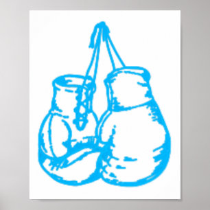 Cool Boxing Blue Sign With Gloves