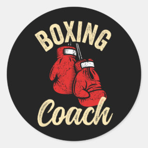 Cool Boxing Coach Red Gloves Kickboxing Kickboxer  Classic Round Sticker