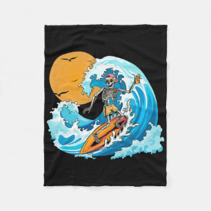 Cool Boy Summer Vacation Skeleton Surfing Hawaii H Fleece Blanket