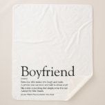 Cool Boyfriend Definition Black and White Modern Sherpa Blanket<br><div class="desc">Personalise for your boyfriend to create a unique valentine,  Christmas or birthday gift. A perfect way to show him how amazing he is every day. Designed by Thisisnotme©</div>