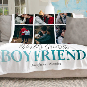 Cool Boyfriend Gift   Worlds Greatest Photo Fleece Blanket