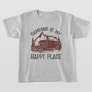 Cool boys camping happy place word art T-Shirt