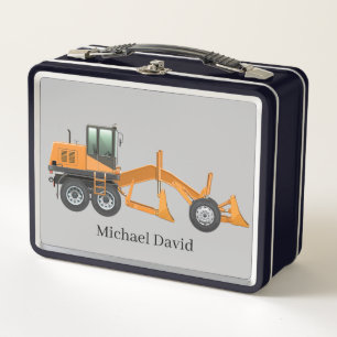 cool boys construction digger add name metal lunch box