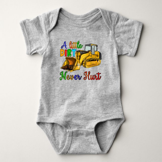Cool boys construction word art  baby bodysuit (Front)