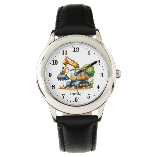 Cool boys digger construction truck customisable watch (Front)